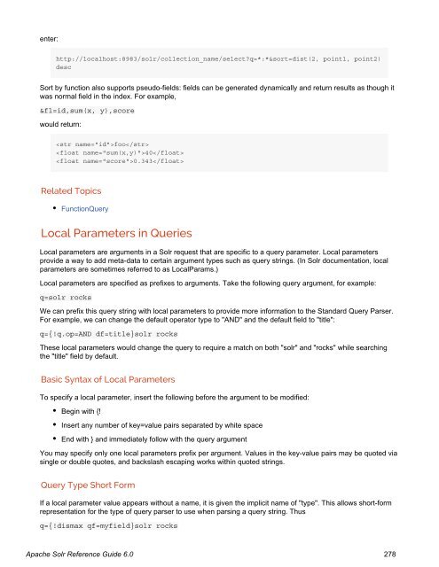 Apache Solr Reference Guide Covering Apache Solr 6.0