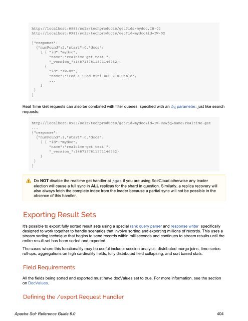 Apache Solr Reference Guide Covering Apache Solr 6.0