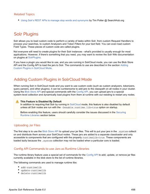 Apache Solr Reference Guide Covering Apache Solr 6.0