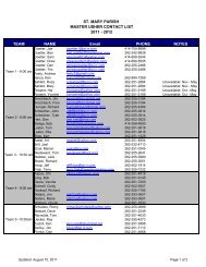 Usher Contact List - St. Mary Parish