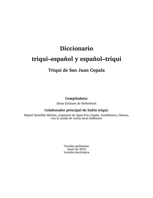 Diccionario triqui–español y español–triqui