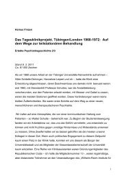 Das Tagesklinikprojekt. Tübingen/London 1968-1972: Auf dem ...