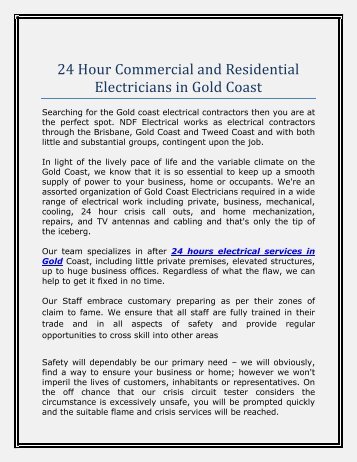 24 Hour Commercial and Residential Electricians in Gold Coast