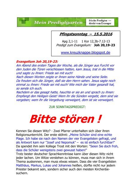 Predigt Pfingsten 2016