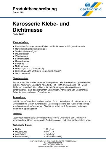 Karosserie Klebe- und Dichtmasse - Cartechnic