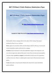 MKT 578 Week 3 Public Relations Stakeholders Paper