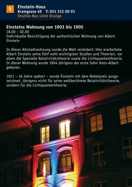 Info-Zentrum, 5 Bundeshaus, 11 Käfigturm - Museumsnacht Bern