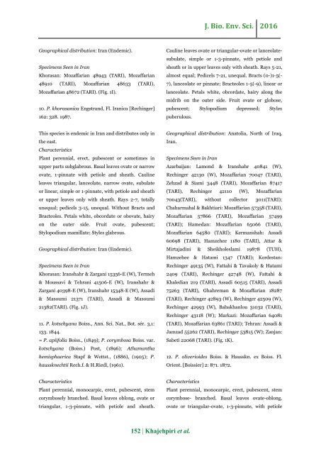 Iranian Pimpinella L. (Apiaceae): A taxonomic revision - JBES An open access research journals