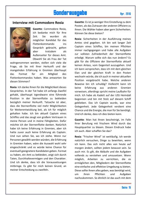 Starfleet-Gazette, Ausgabe 039 (April 2016)