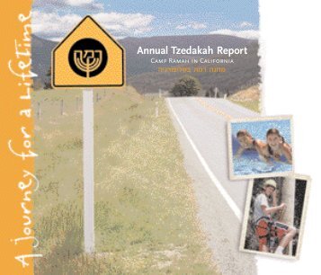 Annual Tzedakah Report - Camp Ramah