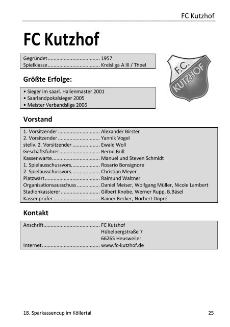 100 Jahre SV Klarenthal - Herzlich Willkommen!!!