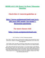 DEVRY ACCT 301 Week 1 To Week 7 Discussion Questions