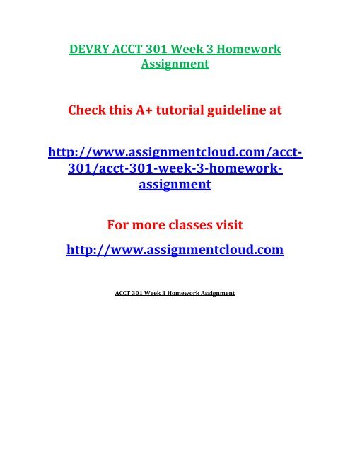 DEVRY ACCT 301 Week 3 Homework Assignment