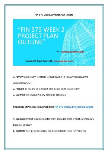 UOP FIN 575 Week 2 Project Plan Outline