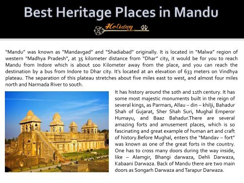 Best Heritage Places in Mandu - HolidayKeys.co.uk