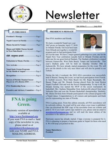 FNA is going Green. - Florida-Nepal Association