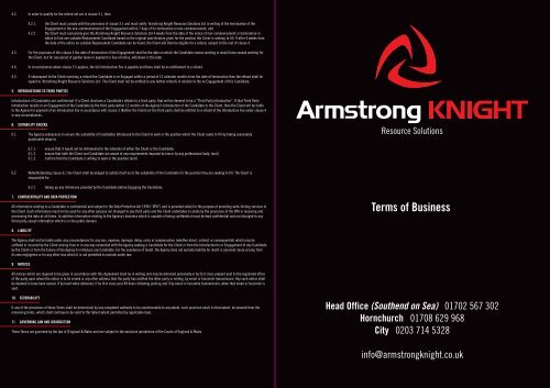 ARMSTRONG KNIGHT RESOURCE SOLUTIONS TERMS OF BUSINESS