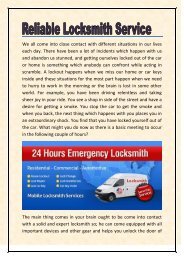 Reliable Locksmith Service