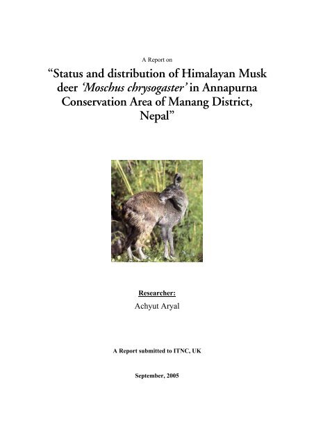 “Status and distribution of Himalayan Musk deer 'Moschus ...
