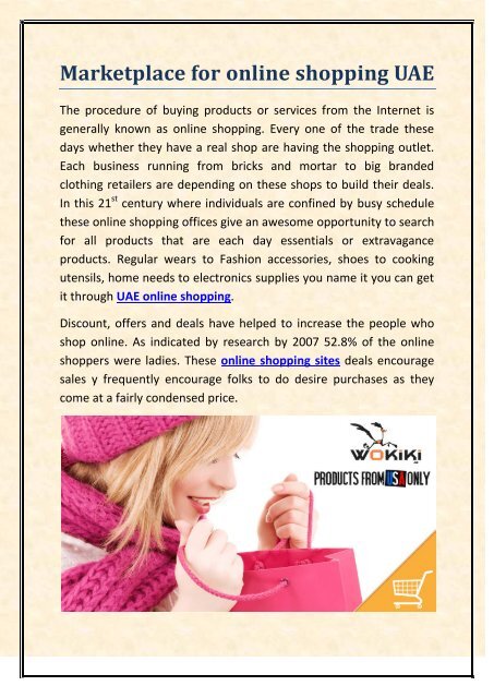Marketplace for online shopping UAE