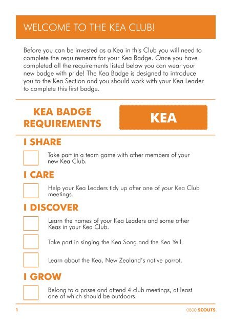 The Kea Badge - Region 1 Scouting - SCOUTS New Zealand