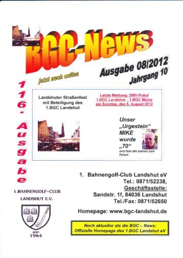 Ausgabe 08 / 2012 - 1. Bahnengolfclub Landshut