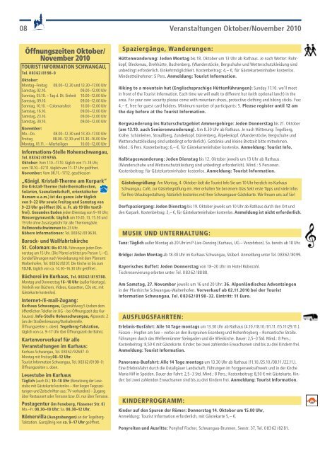 Gästeblättle Oktober/November 2010 - PDF-Datei (9 MB - Schwangau
