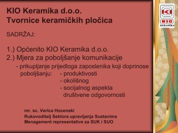 KIO Keramika d.o.o. Tvornice keramičkih pločica - Unido