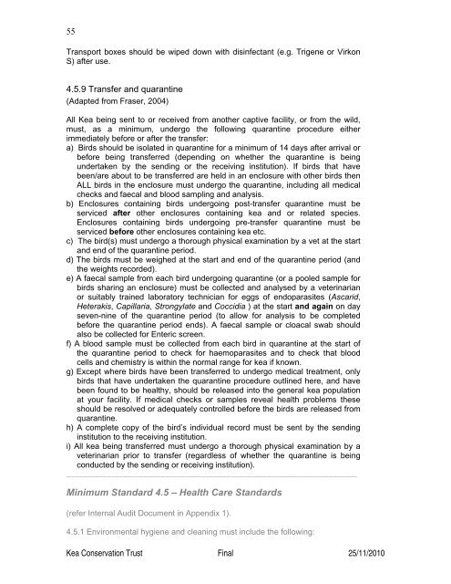 (Nestor notabilis) Husbandry Manual - Kea Conservation Trust