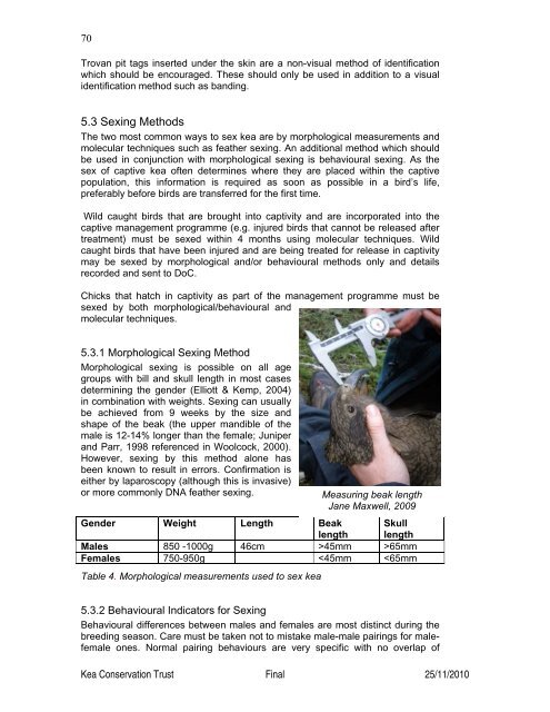 (Nestor notabilis) Husbandry Manual - Kea Conservation Trust