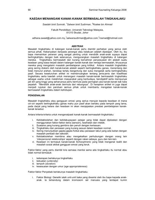 Saadahsumrah2008 Kaedahmenanganikanakkanakbermasalahtingkahlaku