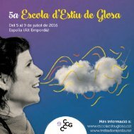 5a Escola d’Estiu de Glosa: La glosa com a recurs pedagògic i lúdic