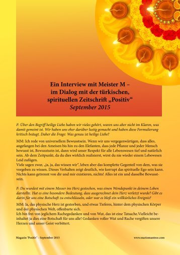 Interview mit Meister M - Magazin "Positiv"