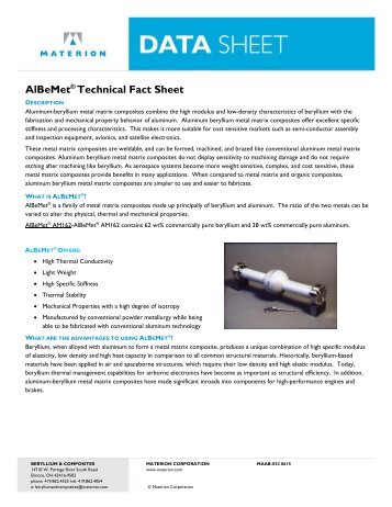 AlBeMet Technical Fact Sheet