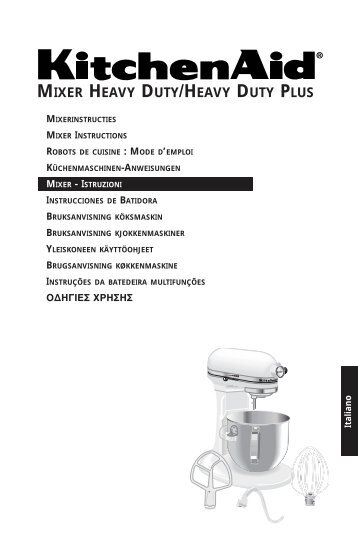 KitchenAid Robot da cucina KitchenAid HEAVY DUTY da 4,8 L 5KPM5 - Istruzioni d'uso - Italiano