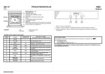 KitchenAid OBI 127 S - Oven - OBI 127 S - Oven NO (854148138010) Scheda programmi