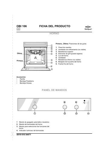 KitchenAid OBI 106 W - Oven - OBI 106 W - Oven ES (854147601000) Scheda programmi