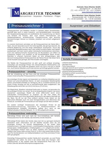 Preisauszeichner und Etiketten - Margreiter Technik Hans Hilscher ...