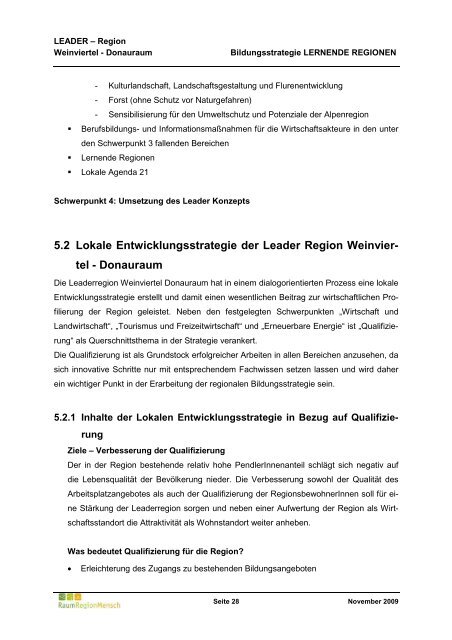 Weinviertel Donauraum - Lernende Regionen - in Österreich