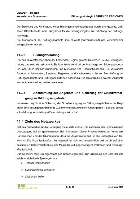 Weinviertel Donauraum - Lernende Regionen - in Österreich