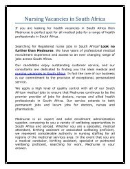 Nursing Vacancies in South Africa