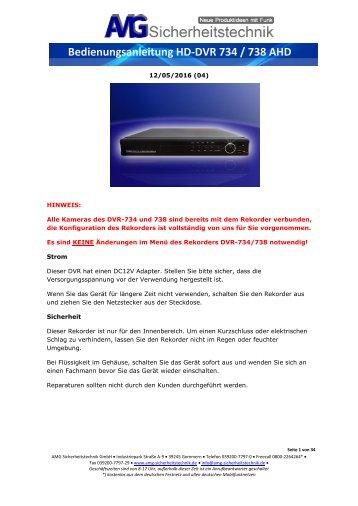 HD-DVR 734 u. 738 AHD