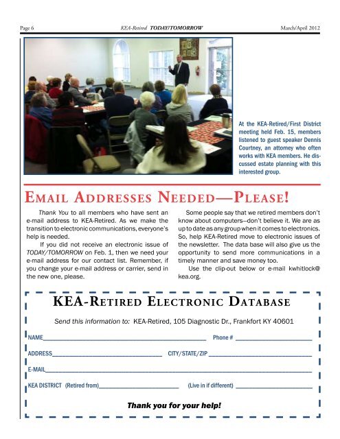 kea-retired electronic database - Kentucky Education Association