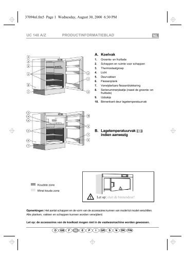 KitchenAid 845 382 10 - Refrigerator - 845 382 10 - Refrigerator NL (855100301030) Scheda programmi