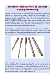 Standard Tools Overview of Concrete Cutting And Drilling