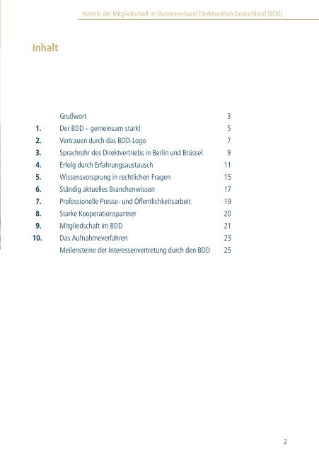 Vorteile der Mitgliedschaft im Bundesverband Direktvertrieb Deutschland e.V. 