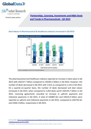Partnerships, Licensing, Investments and M&A Deals and Trends in Pharmaceuticals - Q4 2015