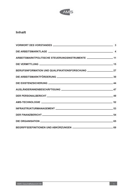 Geschäftsbericht 2009 - Arbeitsmarktservice Österreich