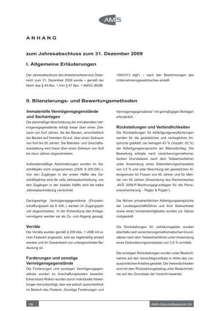 Geschäftsbericht 2009 - Arbeitsmarktservice Österreich