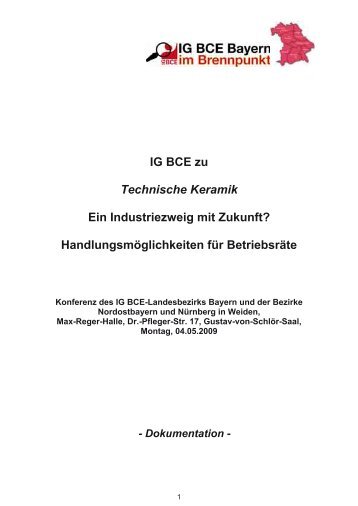 IG BCE zu Technische Keramik Ein Industriezweig mit Zukunft ...